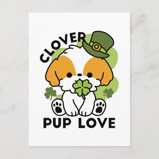 クローバーパップラブ – St. Patrick's Day Dog Design ポストカード (正面)