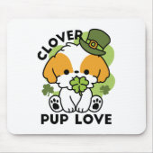 クローバーパップラブ – St. Patrick's Day Dog Design マウスパッド (正面)