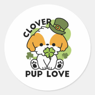 クローバーパップラブ – St. Patrick's Day Dog Design ラウンドシール
