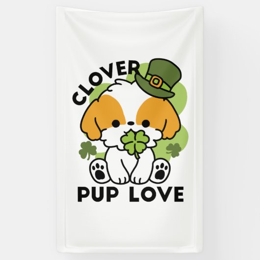クローバーパップラブ – St. Patrick's Day Dog Design 横断幕 (縦)