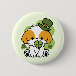 クローバーパップラブ – St. Patrick's Day Dog Design 缶バッジ