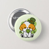 クローバーパップラブ – St. Patrick's Day Dog Design 缶バッジ (正面&裏面)