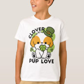 クローバーパップラブ – St. Patrick's Day Dog Design Tシャツ (正面)