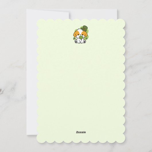 クローバーパピー ラブ – セントパトリックデーの犬のデザイン シーズンカード (裏面)