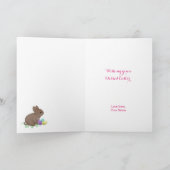 クローバーピンクの復活祭の可愛いウッドランドのブニー シーズンカード (内部)