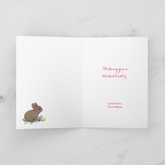 クローバーピンクの復活祭の可愛いウッドランドのブニー シーズンカード (内部)