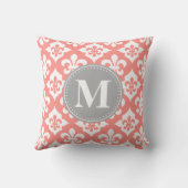 クローバーフルーアデリスコーラルピンクグレーモノグラム クッション (裏面)