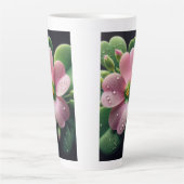 クローバーフローラピンクとグリーンオキザリス カフェラテマグ (正面)