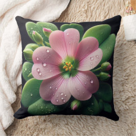 クローバーフローラピンクとグリーンオキザリス クッション