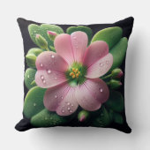 クローバーフローラピンクとグリーンオキザリス クッション (正面)