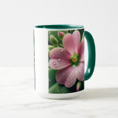 クローバーフローラピンクとグリーンオキザリス マグカップ (正面右)