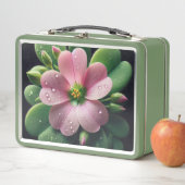 クローバーフローラピンクとグリーンオキザリス メタルランチボックス (インサイチュ)