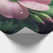 クローバーフローラピンクとグリーンオキザリス ラッピングペーパー (角)