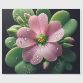 クローバーフローラピンクとグリーンオキザリス ラッピングペーパー (フラット)