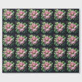 クローバーフローラピンクとグリーンオキザリス ラッピングペーパー (フラット)