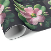 クローバーフローラピンクとグリーンオキザリス ラッピングペーパー (ロールコーナー)