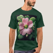 クローバーフローラピンクとグリーンオキザリス Tシャツ (正面)