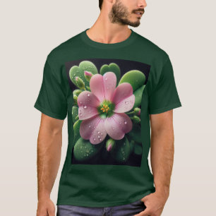 クローバーフローラピンクとグリーンオキザリス Tシャツ