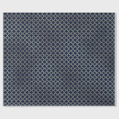 クローバーブライダルブルーネイビーフェイク金ゴールド ラッピングペーパー (フラット)