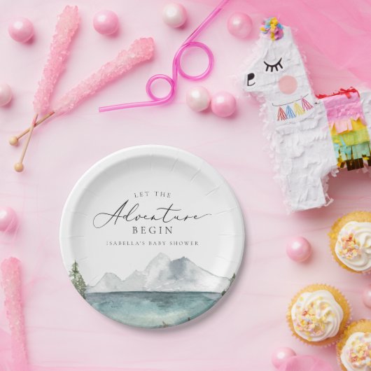 クローバーマウンテンレイクアドベンチャーベビーシャワー ペーパープレート (パーティー)