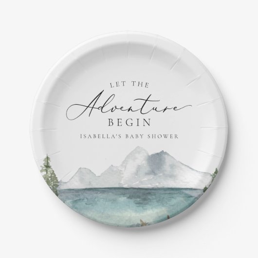 クローバーマウンテンレイクアドベンチャーベビーシャワー ペーパープレート (正面)