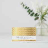 クローバーモダンモロッコパターン金ゴールド箔 名刺 (スタンド正面)