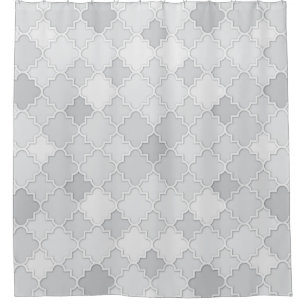 クローバーモチーフをグレーの色合いで シャワーカーテン