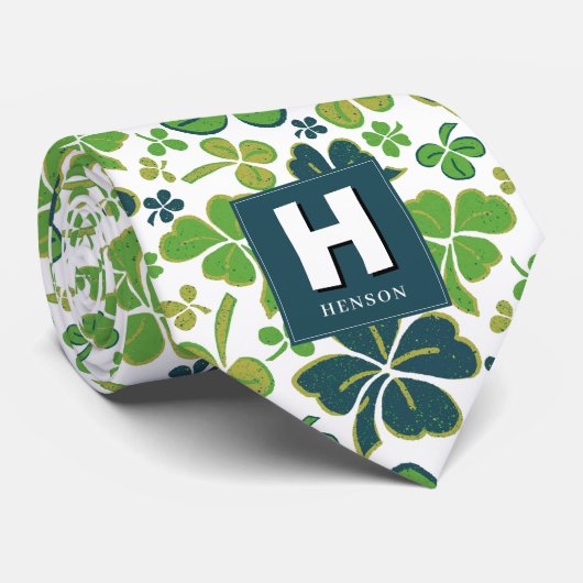 クローバーモノグラムのシャムロック聖パトリックの日 ネクタイ (ロール)