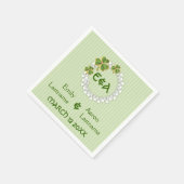 クローバーリース、モノグラムストライプアイリッシュ結婚ズ スタンダードカクテルナプキン (角)