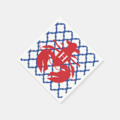 クローバーロブスターモノグラムパーティーナプキンス スタンダードカクテルナプキン (角)