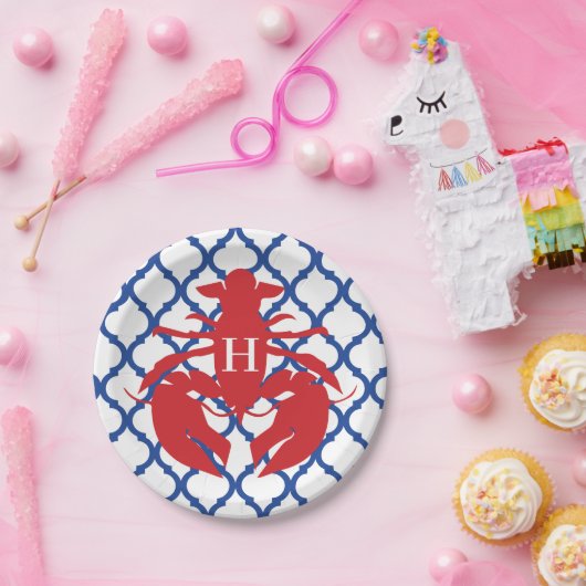 クローバーロブスターモノグラムパーティープレート ペーパープレート (パーティー)