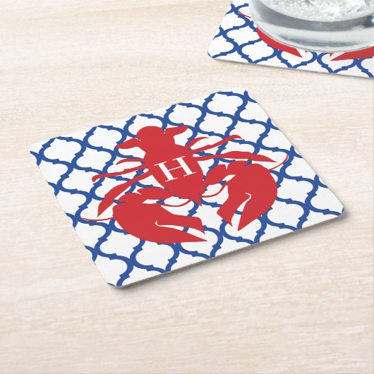 クローバーロブスターモノグラム紙コースター スクエアペーパーコースター (アングル)