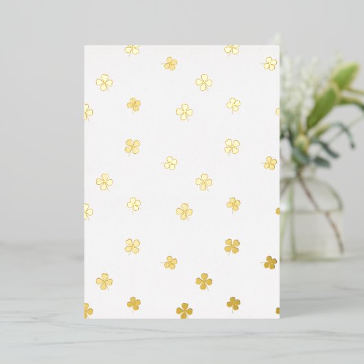 クローバーワイルドフラワーがバプテスマ《キリスト教》洗礼式や命名式を渡る 箔招待状 (立ち正面)