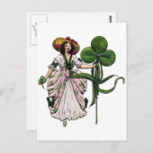 クローバーヴィンテージサンパトリックの日の女性 ポストカード (正面/裏面)