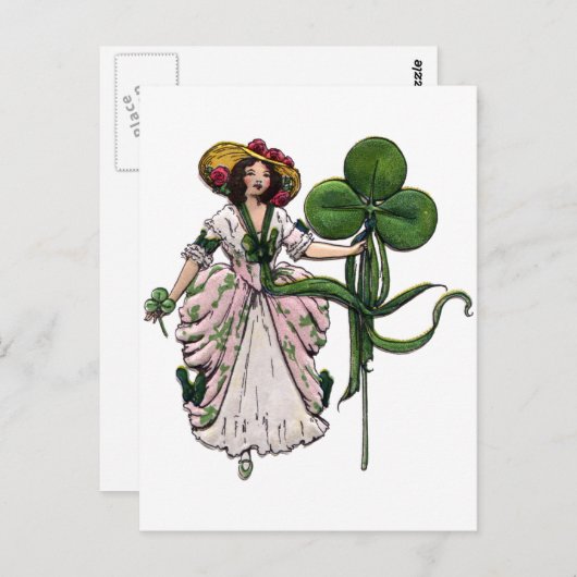 クローバーヴィンテージサンパトリックの日の女性 ポストカード (正面/裏面)