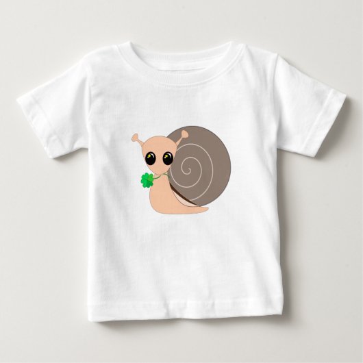 クローバー付きカタツムリベビーTシャツ ベビーTシャツ (正面)