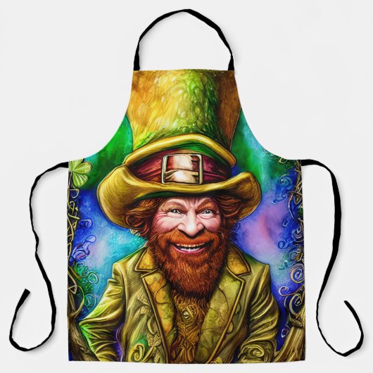 クローバー付きキエヴスグリーンレプレシャン エプロン (正面)