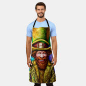 クローバー付きキエヴスグリーンレプレシャン エプロン (着用した状態)