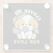 クローバー付きラッキーアップ – 聖パトリックの日の贈り物 ガラスコースター (裏面)