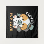 クローバー付きラッキーアップ – 聖パトリックの日の贈り物 タペストリー (正面(横))