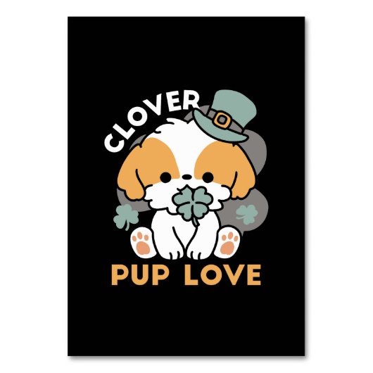 クローバー付きラッキーアップ – 聖パトリックの日の贈り物 テーブルナンバー (正面)