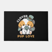 クローバー付きラッキーアップ – 聖パトリックの日の贈り物 ドアマット (正面)