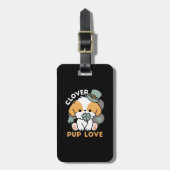 クローバー付きラッキーアップ – 聖パトリックの日の贈り物 ラゲッジタグ (正面縦)