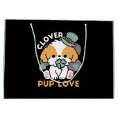 クローバー付きラッキーアップ – 聖パトリックの日の贈り物 ラージペーパーバッグ (裏面)