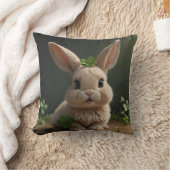 クローバー四葉と可愛いラビットクッション クッション (ブランケット)