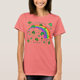 クローバー型交差点および虹の多く Tシャツ