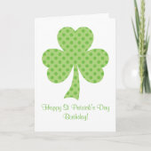クローバー水玉模様St patricks day誕生日白 カード (正面)