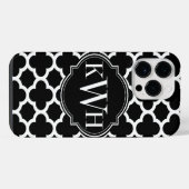 クローバー白黒パターンモノグラム iPhoneケース (裏面横)