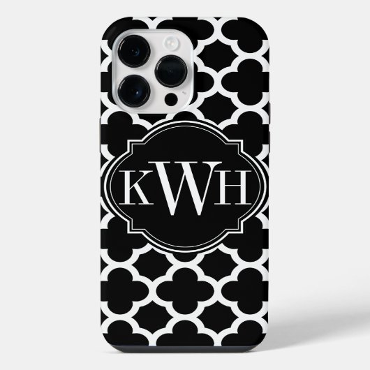 クローバー白黒パターンモノグラム iPhoneケース (裏面)