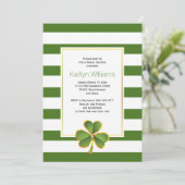 クローバー、グリーンストライプアイリッシュ結婚ズブライダルシャワー 招待状 (スタンド正面)